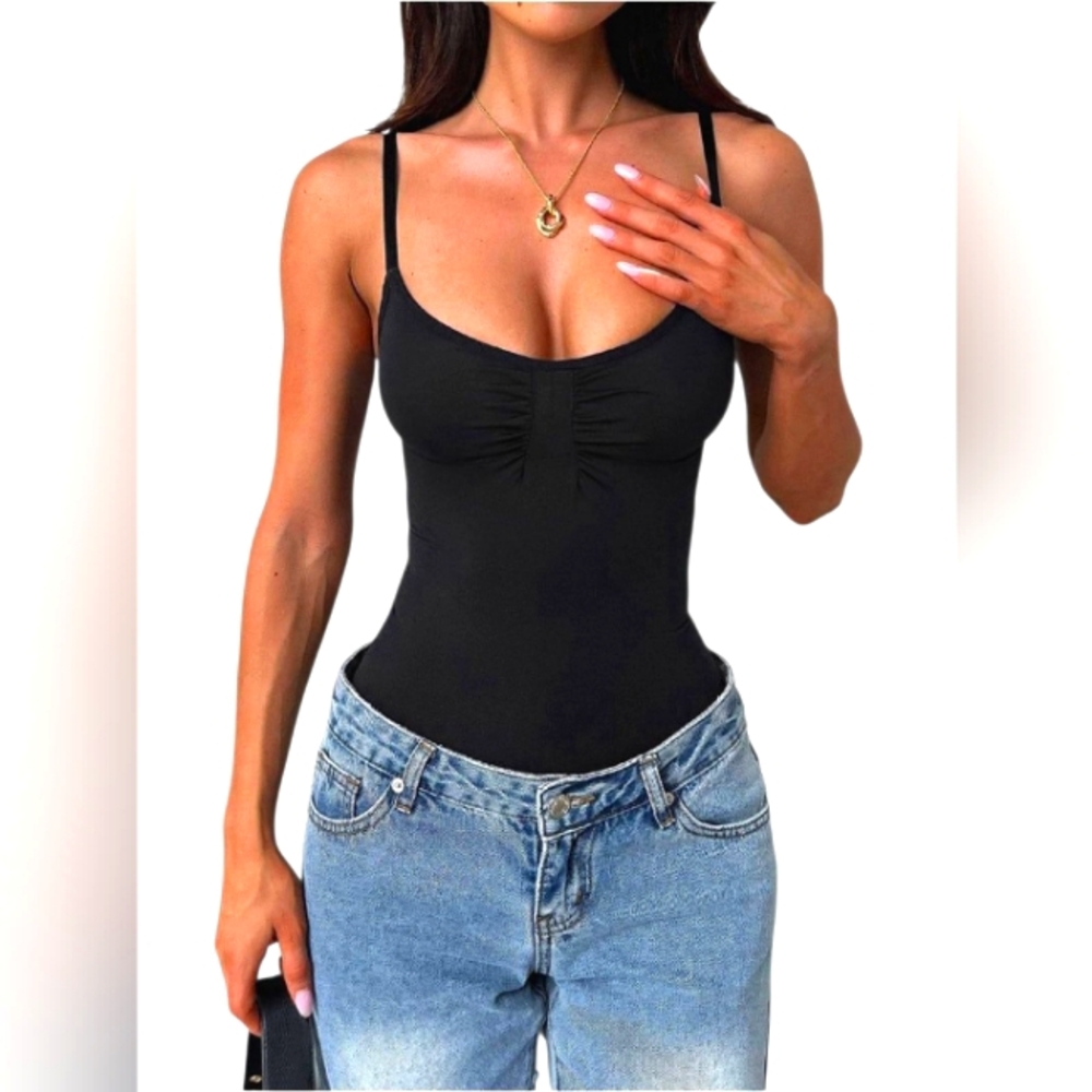 Women's Black Camisole/ Tank Top w/ Built-In-Bra Shape Wear Size Small